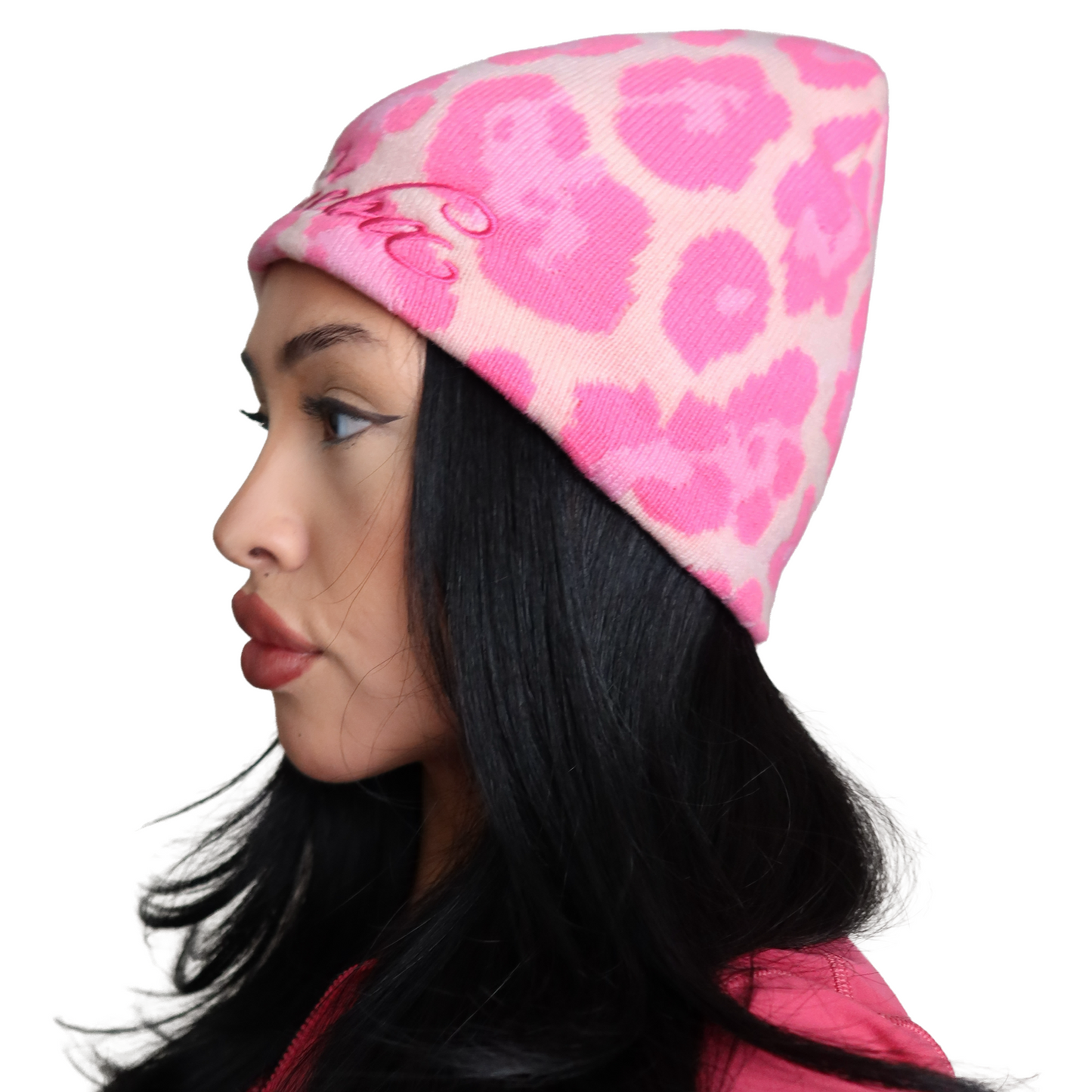 Pink Leopard Beanie (Satin)